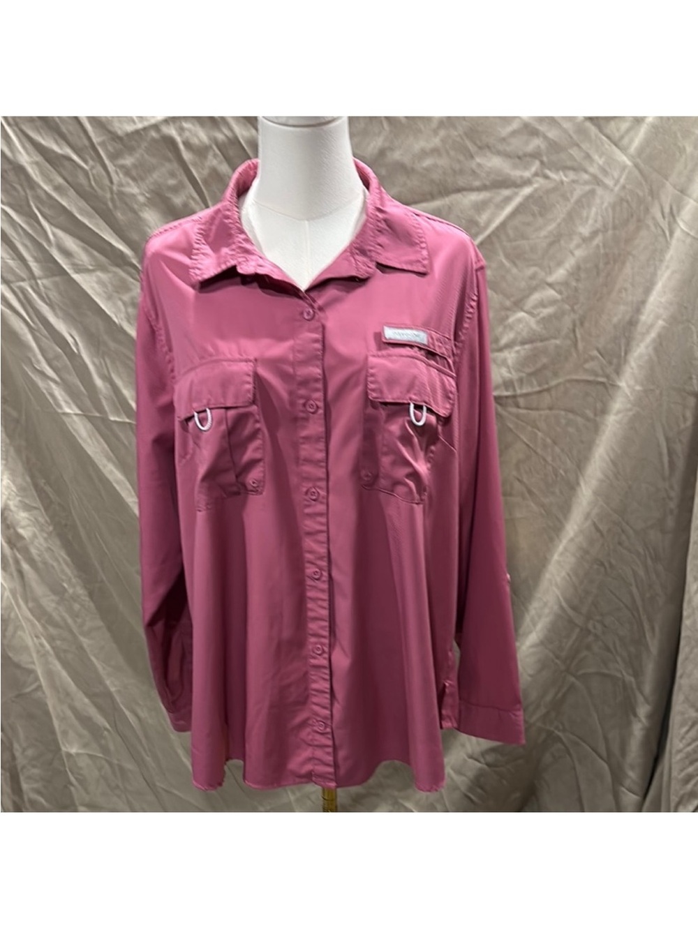 Women's Long-Sleeve Pink Button-Down Utility Shirt